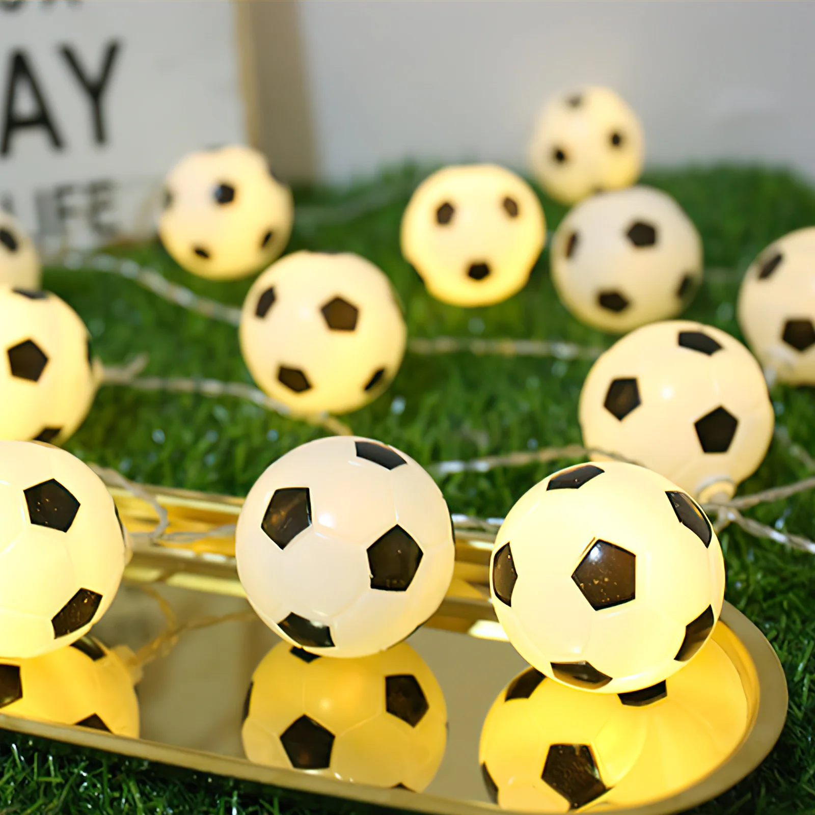 الكرتون كرة القدم LED سلسلة ضوء غرفة نوم الاطفال حفلة عيد ميلاد داخلي الرياضة الكرة ديكور غرفة ضوء سلسلة أضواء #3