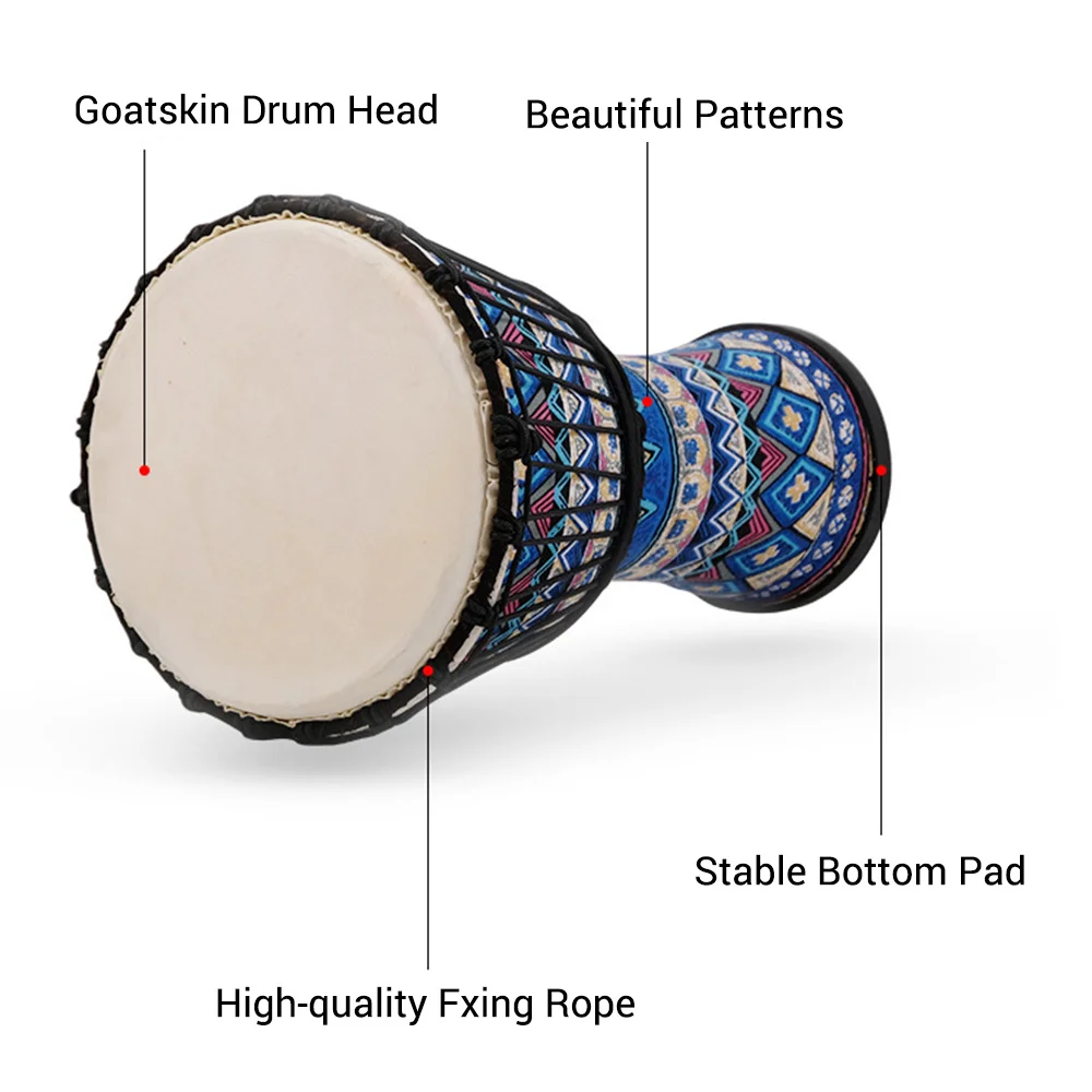 African  8 Inch Portable African  Djembe Hand  with Colorful Art Patterns Percussion Musical Instrument Hand
