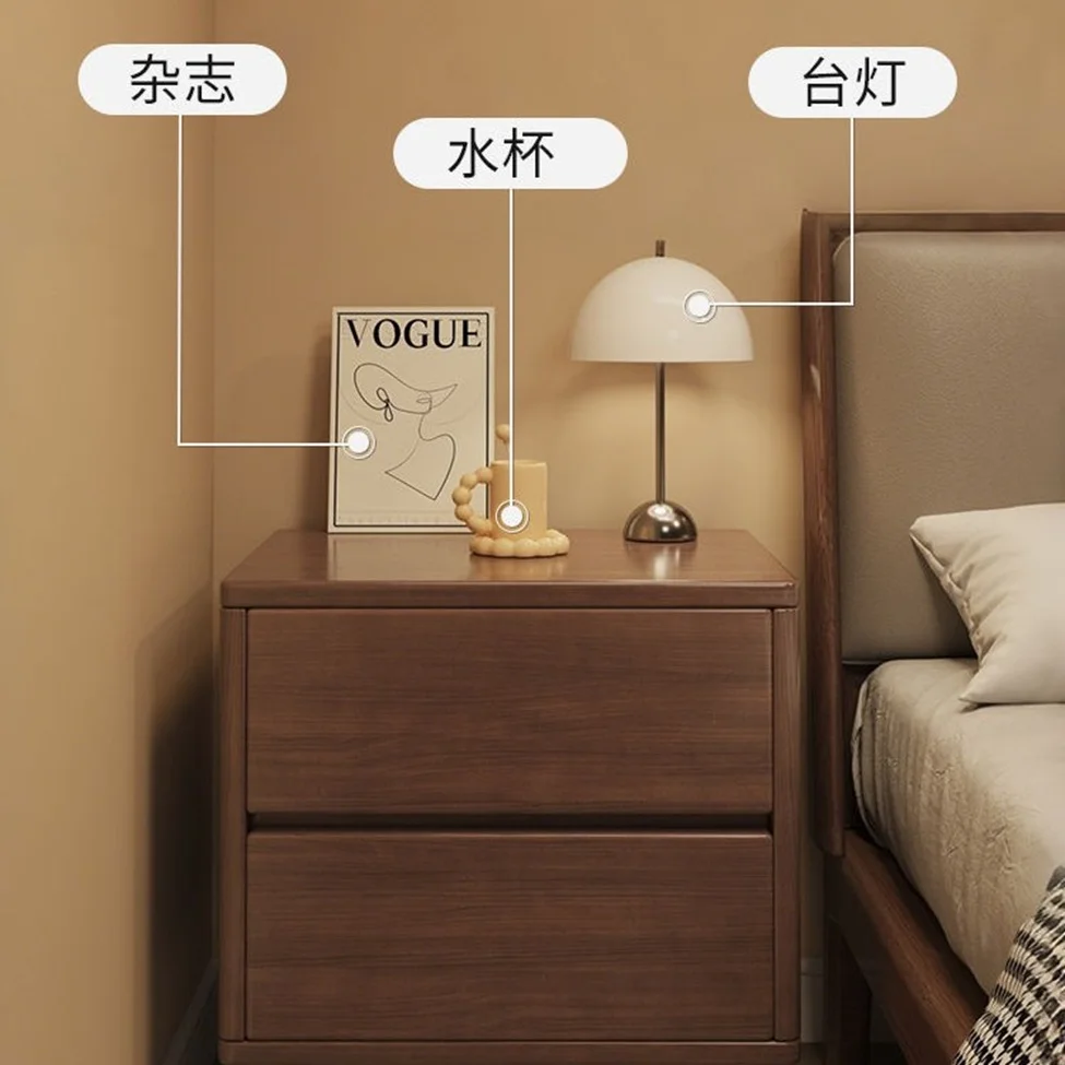 طاولة بجانب السرير من الخشب الصلب، خزانة تخزين منزلية بسيطة صينية إسكندنافية، خزانة تخزين أرضية بجانب السرير لغرفة النوم #3