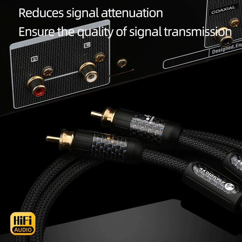 ATAUDIO 한 쌍의 순수 구리 RCA 케이블 하이 엔드 스퀘어 코어 구리 2RCA 남성-2RCA 남성 HiFi 오디오 케이블 (증폭기 TV 믹서 용)