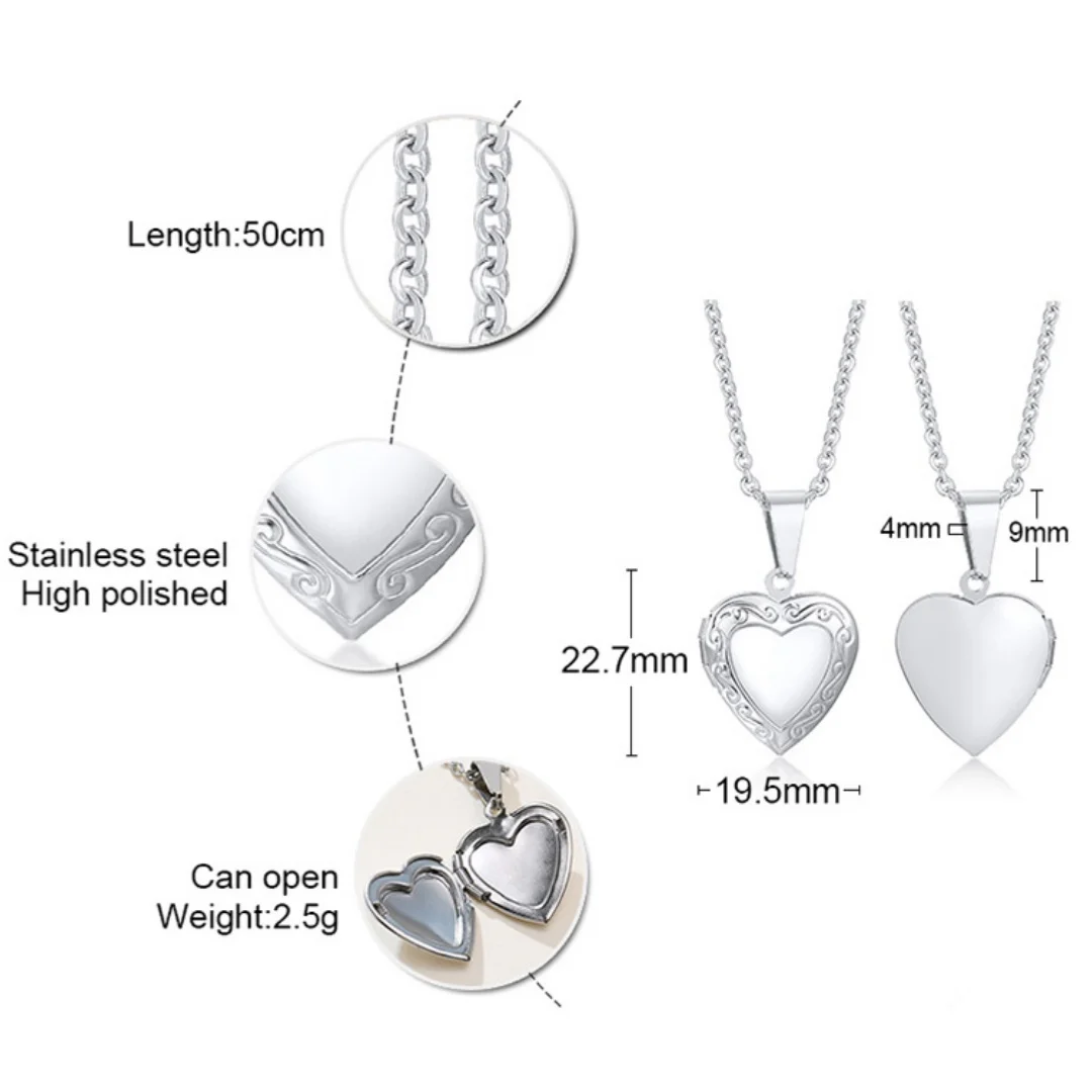 المعلقات القلب قابلة للفتح إطار الصورة الفولاذ المقاوم للصدأ القلائد والمجوهرات للنساء الأسرة الحب صديقة هدية عيد الحب #2