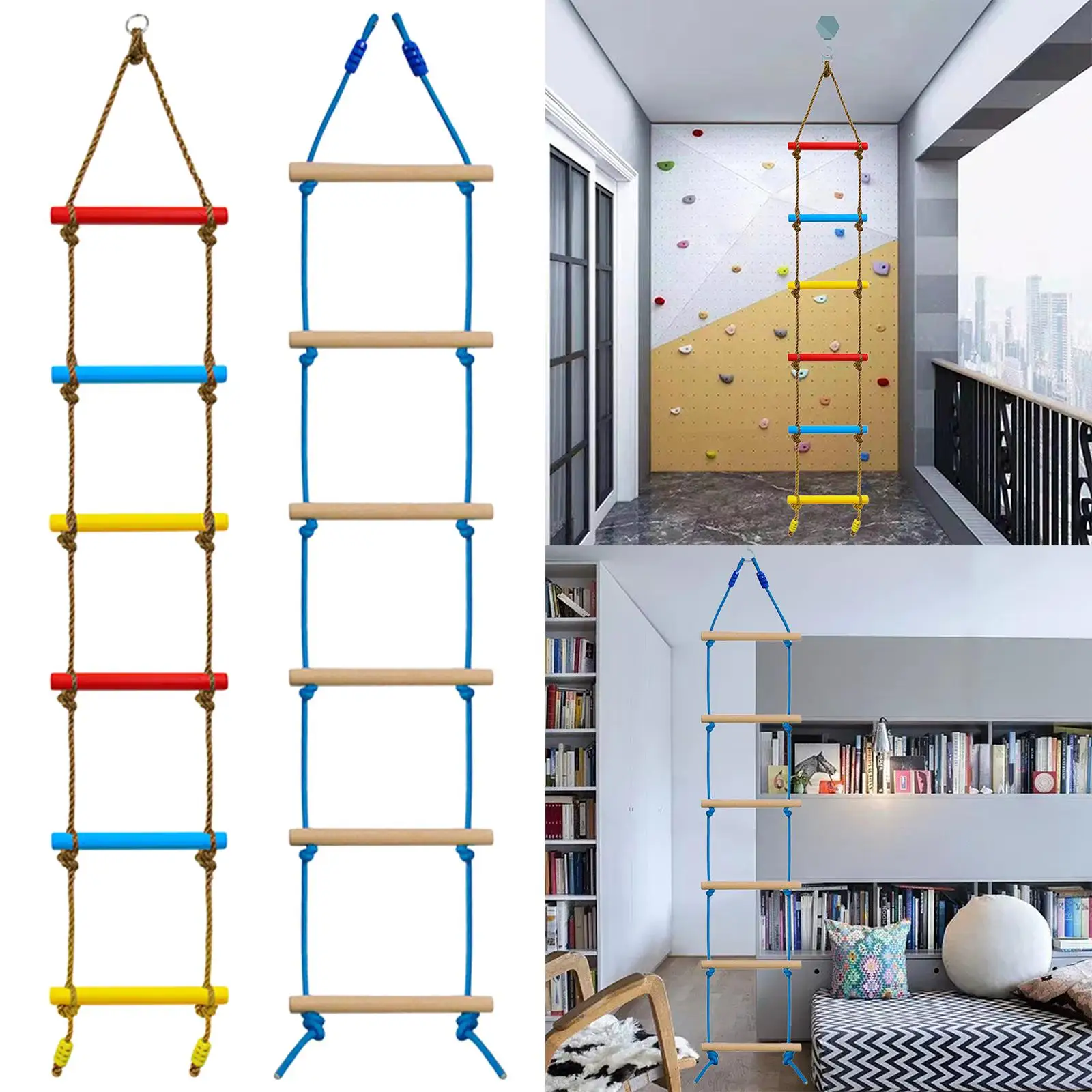 Six Gear Ladder Outdoor Indoor Educational Toys Climbing Rocker Hanging Rope Indoor Fitness Equipment For Kid Baby Swing