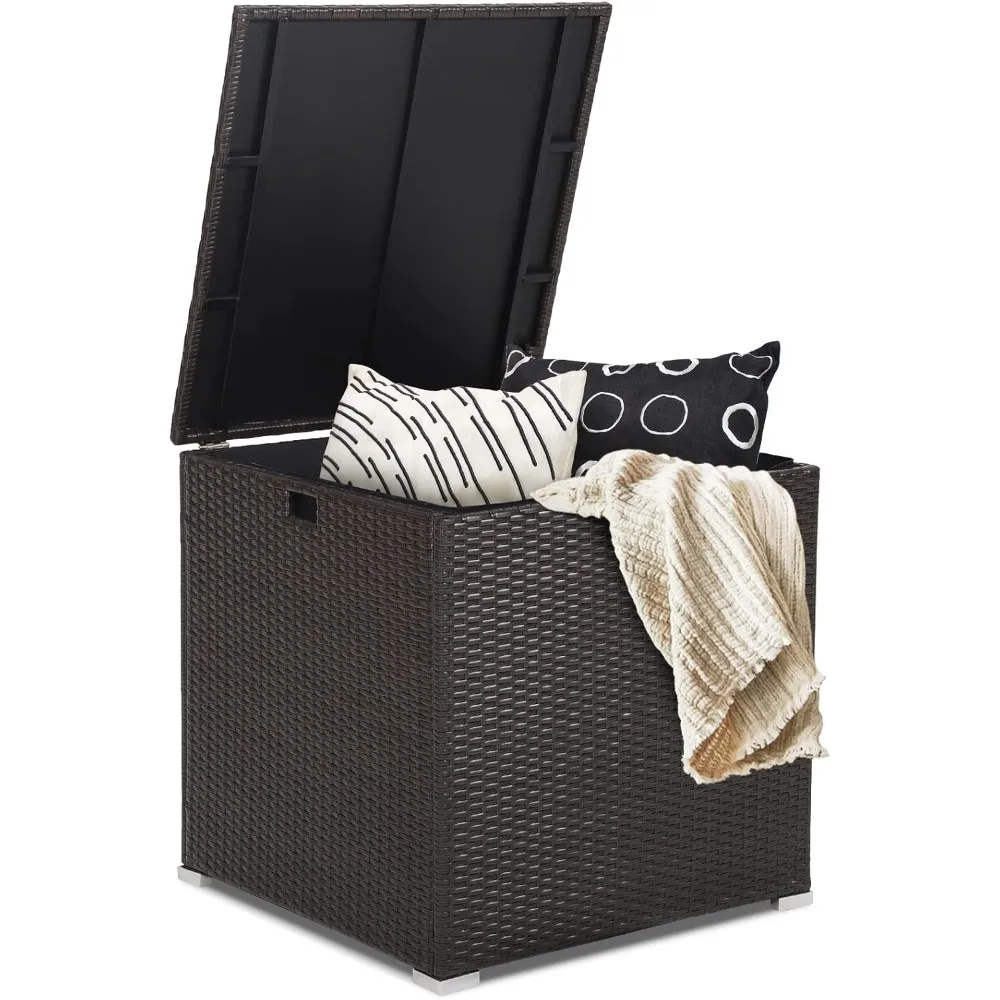 

Outdoor Storage Box 72-Gallon - Outside Wicker Storage Bin with Waterproof Zippered Liner, Gas Strut, Package Delivery Boxes