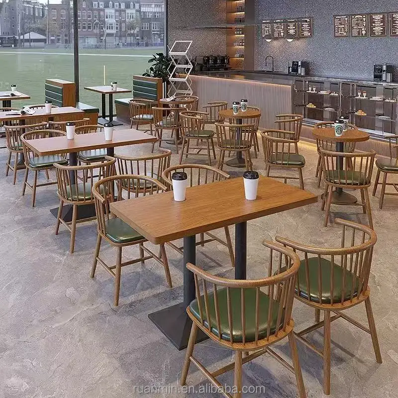 

Modern-Style Wood Restaurant and Bar Furniture Including Tables and Chairs for Coffee Shops KTVs Music Dining Taverns