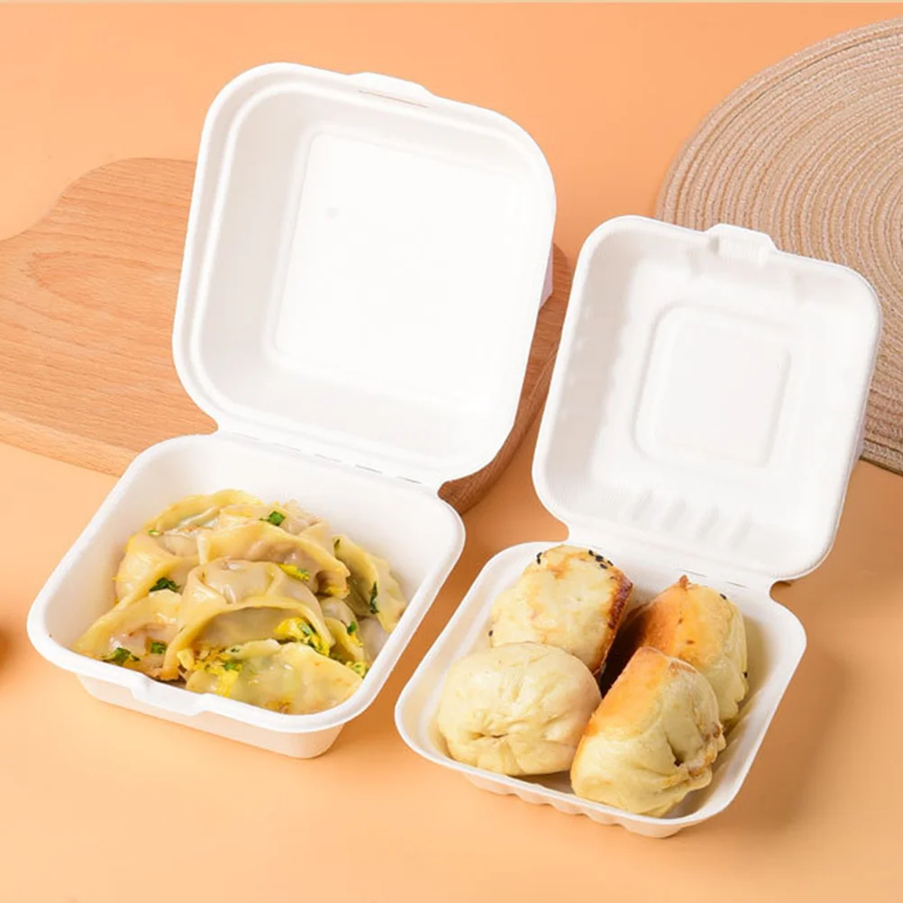 50 stücke Fast-Food-Box Tragbare Bento Container Für Büro Schule Picknick Mittagessen Lagerung Fall Takeout Verpackung Kuchen Hamburger Mahlzeit