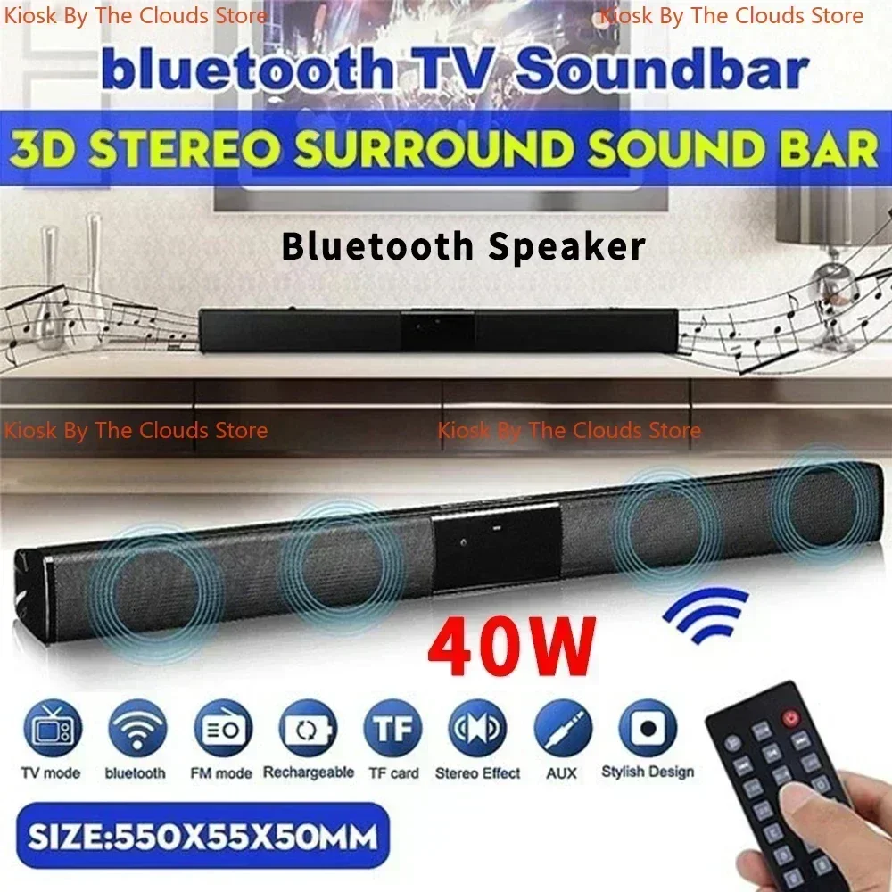 40W Soundbar TV Portable Bluetooth-compatible Speaker Sound Bar Wireless Column Home Theater Sound System RCA AUX for TV PC