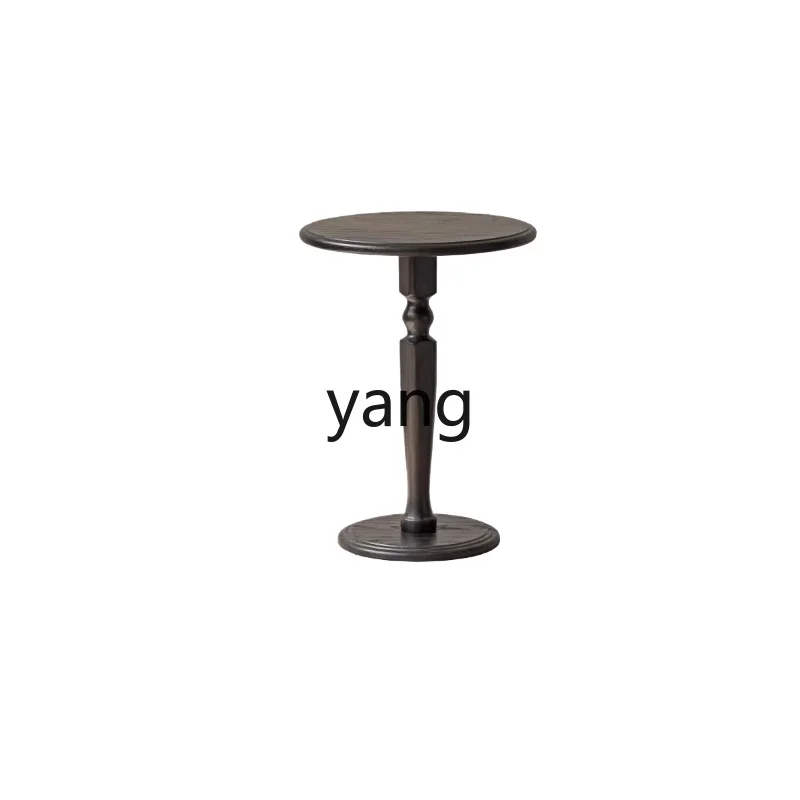 

LMM solid wood edge few bedrooms simple modern bedside table wabi sabi wind round black bedside table