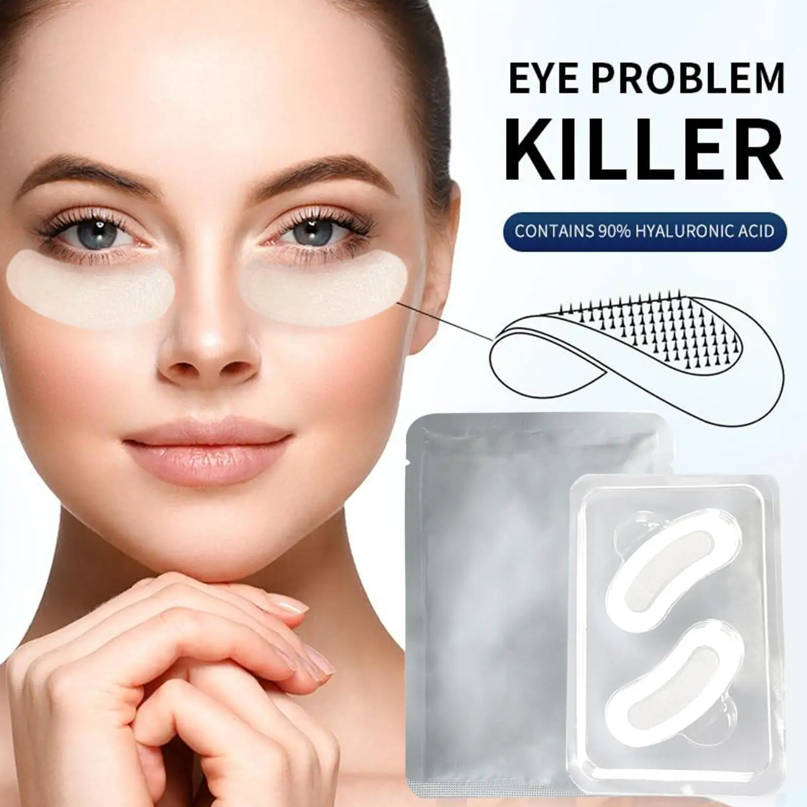 

5pair Eye Patches Hyaluronic Acid Micronedle Eye Pad Moisturize Wrinkles Fine Lines Dark Circle Removal Cosmetics Eye Care