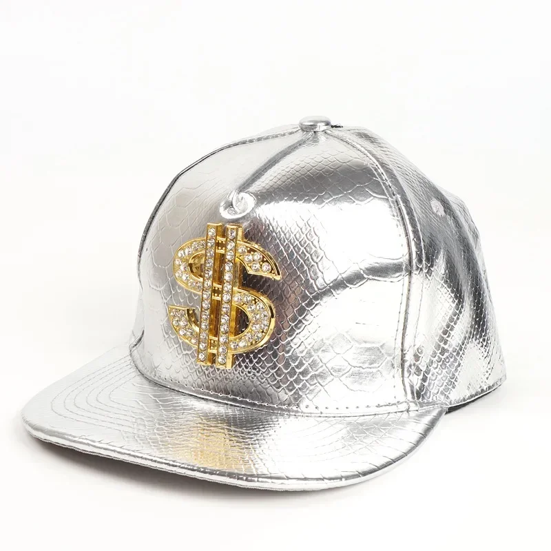 

Leather Hip-Hop Brim Hat Diamond Pattern Flat Unisex Street Trendy Dance Dollar Point Alo Baseball Cap for Beach Big Boater