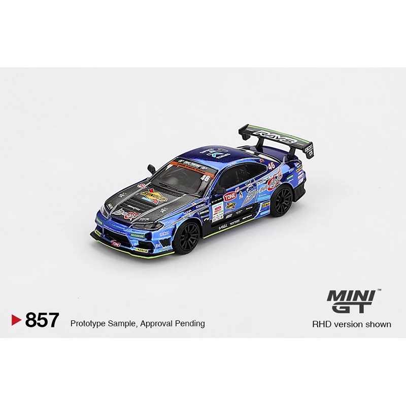 PreSale MINIGT 857 1:64 Nissan Silvia S15 D MAX Racing 2023 D1 Diecast Car Model Collection Toys