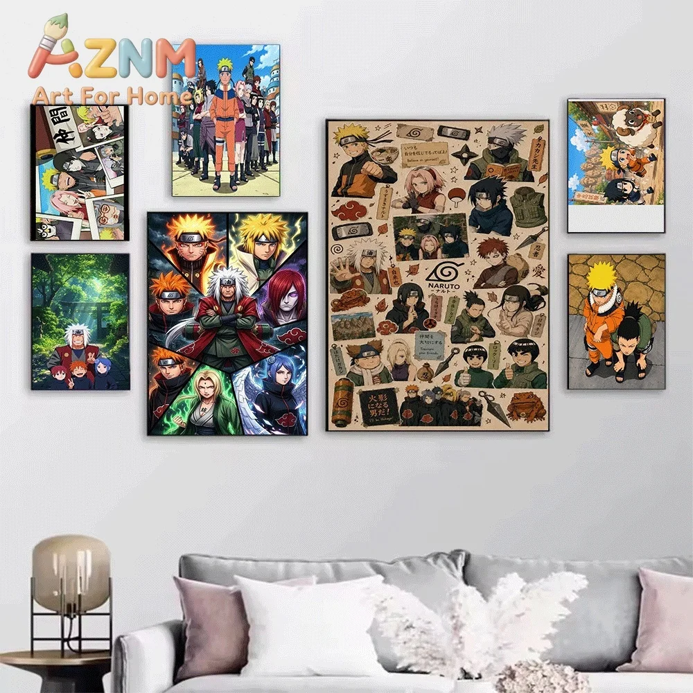 Anime Naruto Canvas Wall Art Smiling Naruto Portrait Poster Unframed Canvas Painting Bedroom Living Room Home Wall Decor Anime