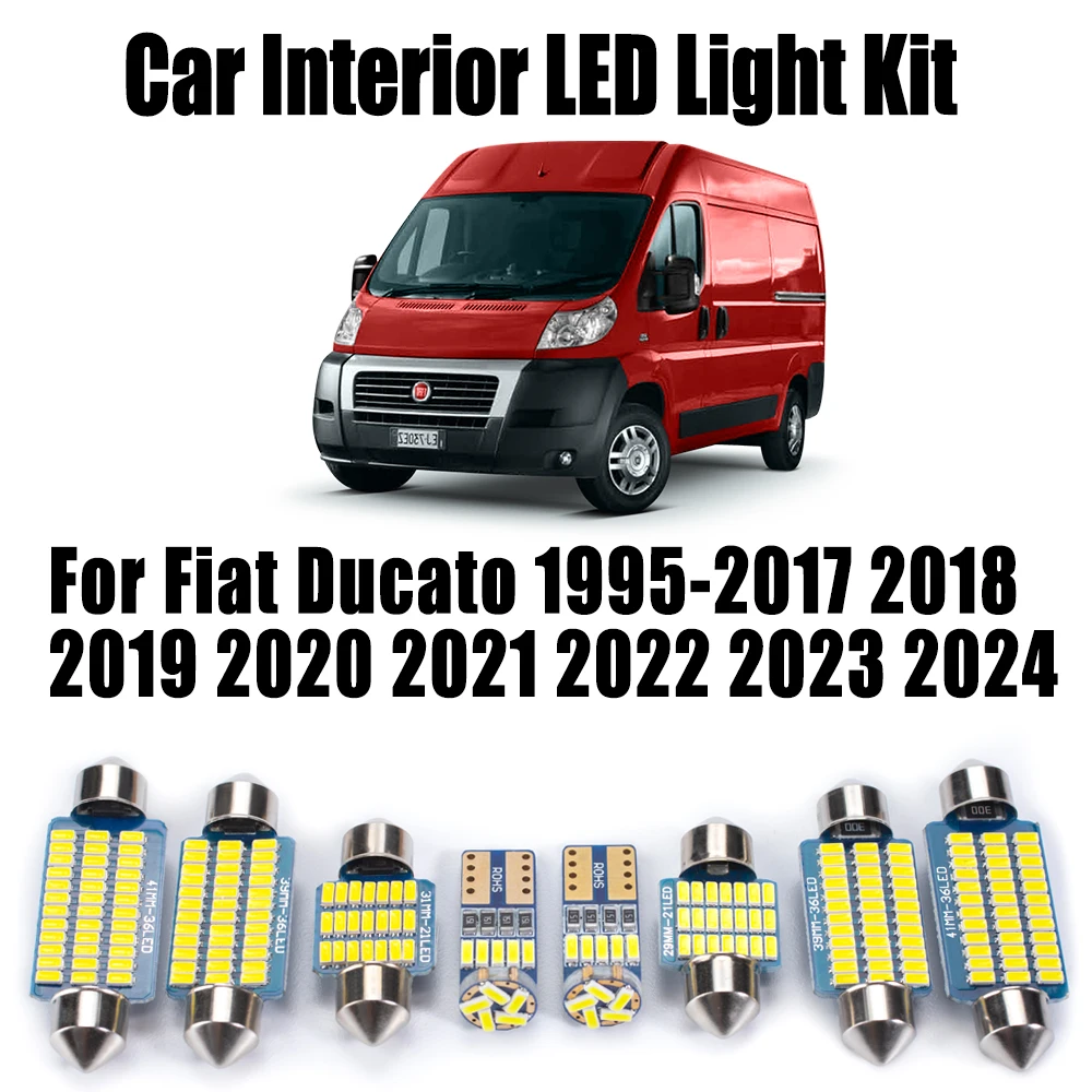 12 قطعة Canbus LED الداخلية الجذع القراءة قبة لمبات صندوق القفازات طقم إضاءة لشركة فيات Ducato 1995-2023 2024 اكسسوارات السيارات الإضاءة #1