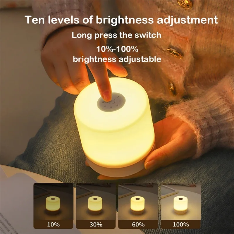 Touch Night Light USB Portable Charging Lamp Three Colors Dimmable Small Bedside Table Lamp For Home Children Room Bedroom