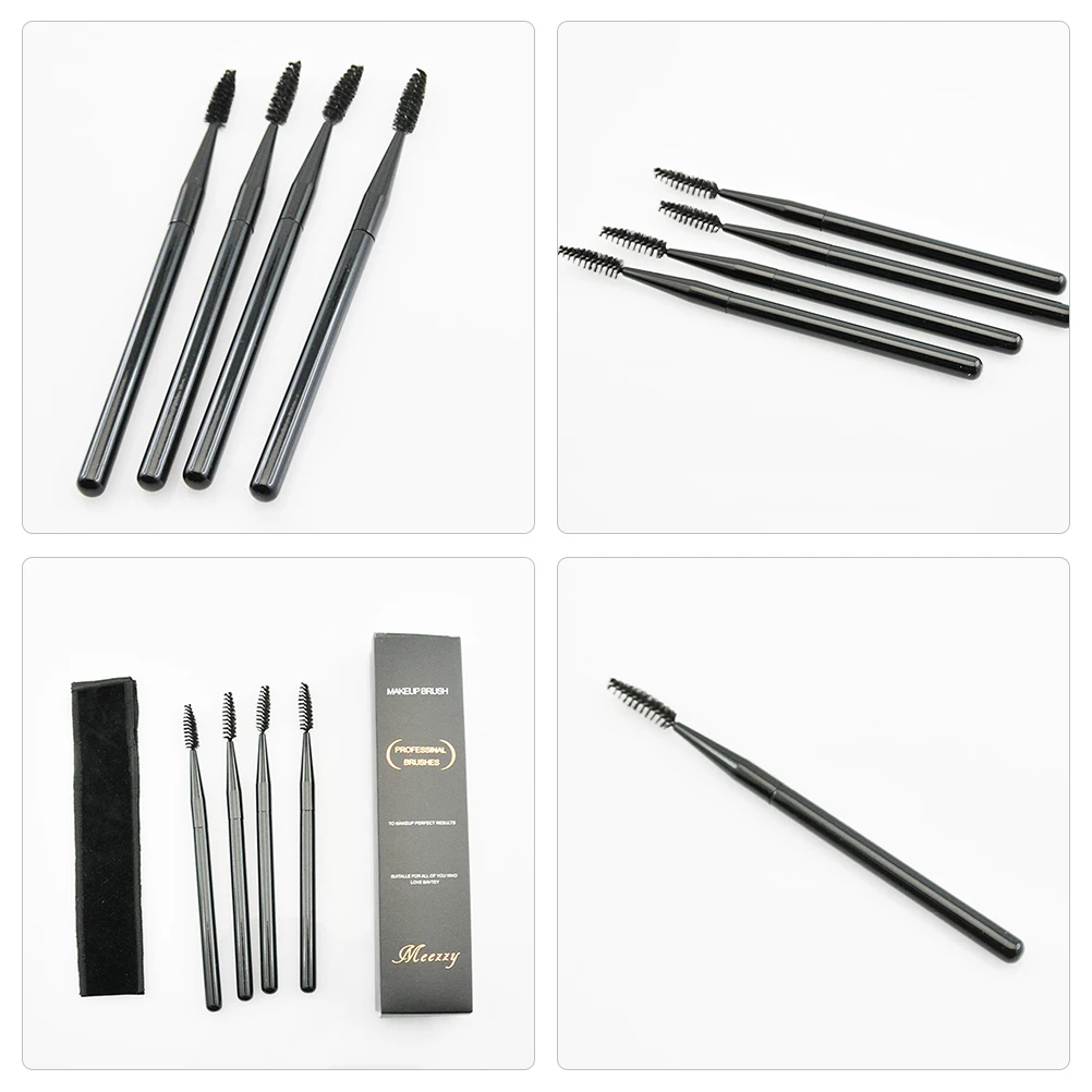 

4pcs Eyelash Brushes Lash Combs Brow Mascara Eye Makeup Tools Travel Friendly Storage Pouch Lash Cleaning Kit