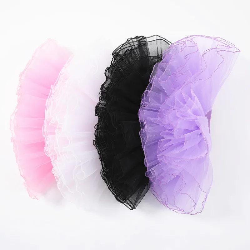 Mädchen-Mehrlagiger Mesh-Tutu-Rock, 360-Grad-Big-Skirt-Form, exquisiter Lockstitch-Rand, Ballett-Kurzrock – Detail 7