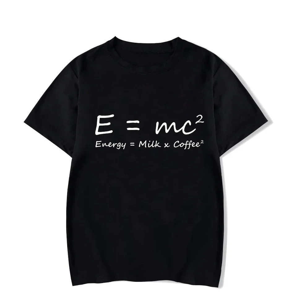 Funny Math Graphic T Shirts Mens Sport Tops Coffee Physic Energy Milk Coffee Equation Prints Men's T-shirt Oversize Streetswear
