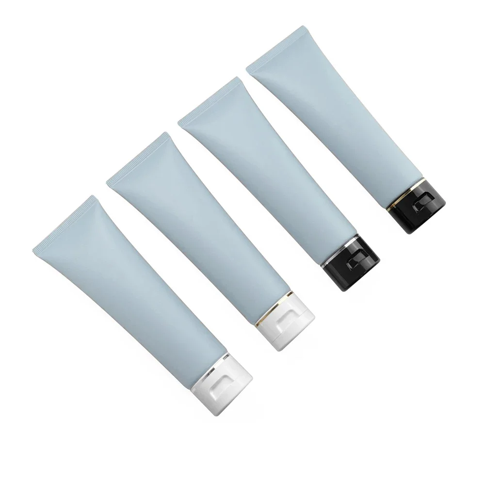 

50PCS 100ml Cosmetic Soft PE Tubes Matte Blue Empty Cleansing Milk Tubes Facial Cleanser Flip Top Empty Bottle Makeup Packages