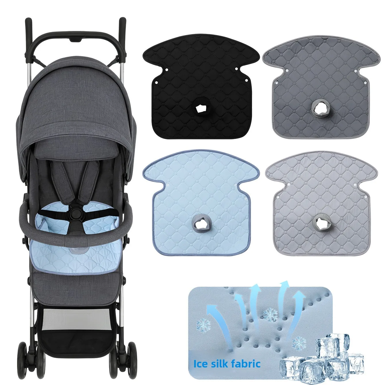 Baby Stroller Seat Cushion Breathable Cooling Urine Pad Baby Cart Seat Liner Diaper Mat Changing Pad Meal Chair Cushion