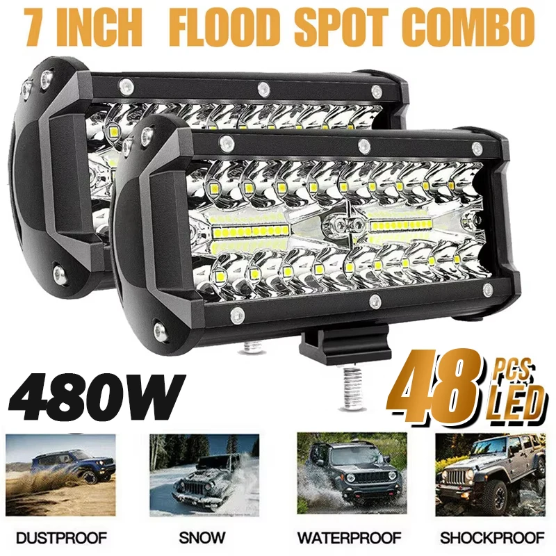 

480W 7 Inch Lights for The Boat LED Search Light 12V 24V Headlights Driving Boat Truck ATV SUV Off -road 4x4 Accessories 6500K