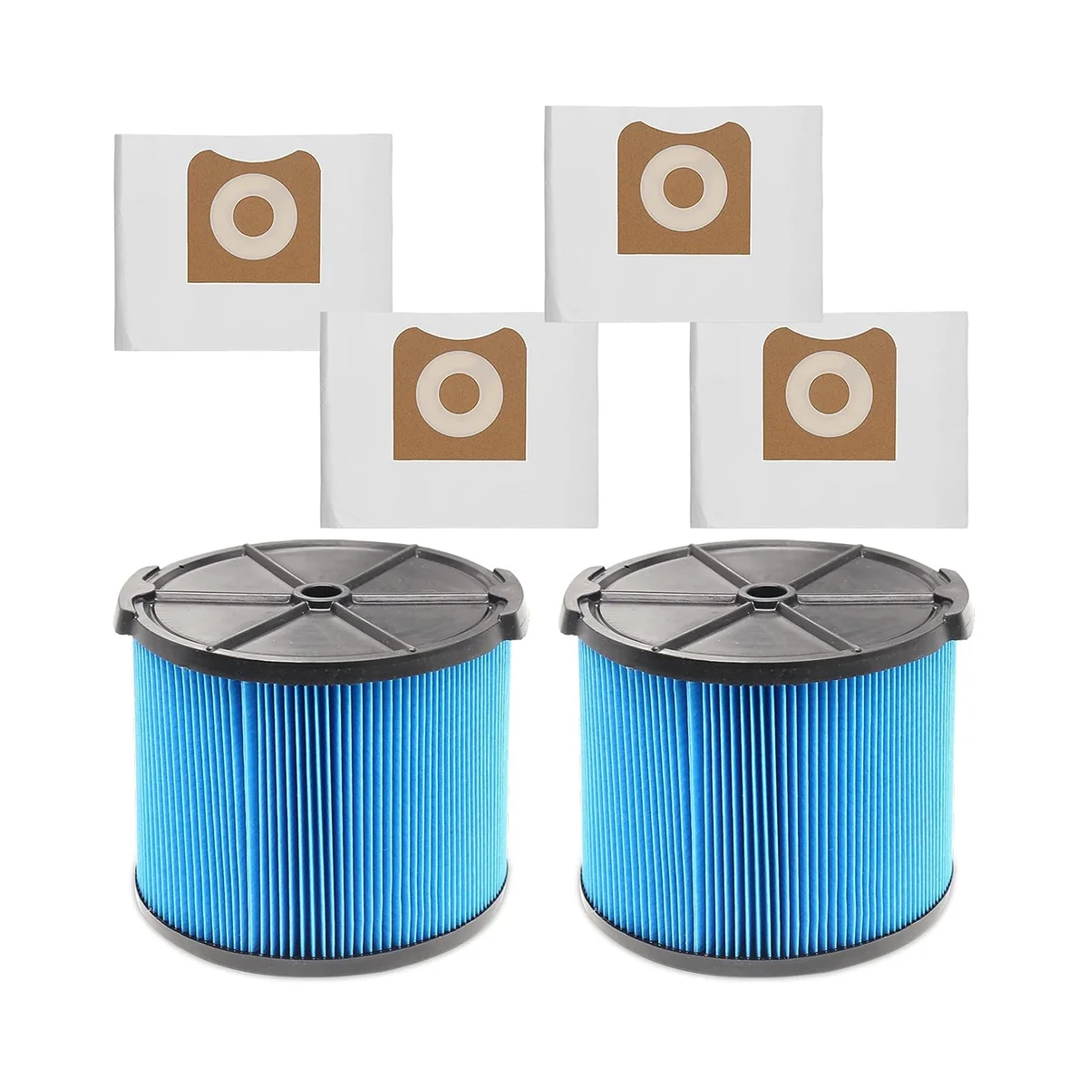 

2Pack VF3500 Filter Replacement for Ridgid Portable Vac 3-4.5 Gallon Wet Dry Vacuums + 4 Pack VF3501 Filter Bags