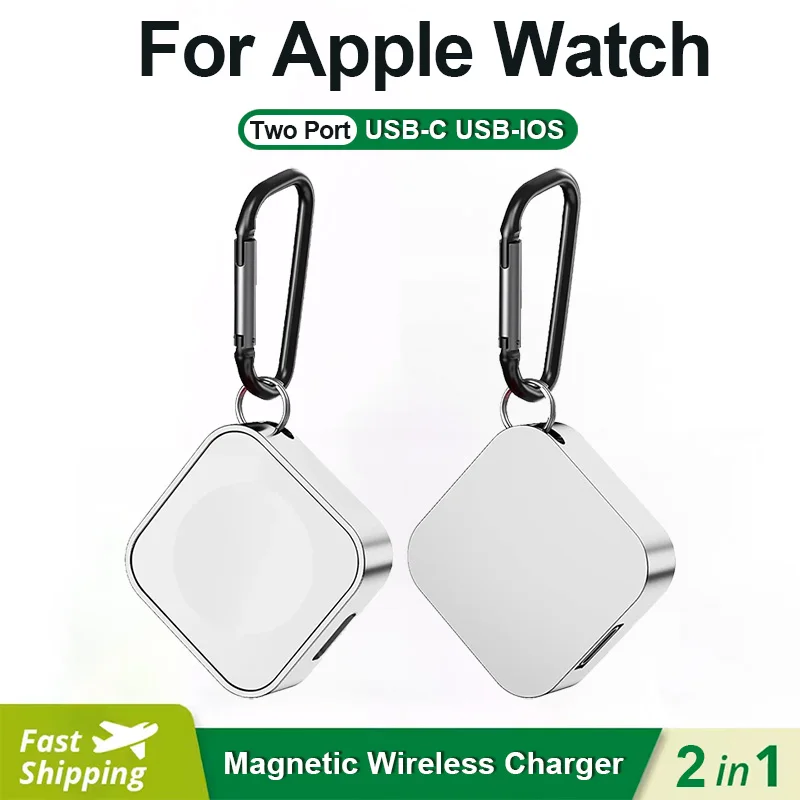 Magnetic Watch Wireless Charger Type C IOS  2 In 1 For Apple Watch S10 9 8 7 6 5 4 3 2 1 SE Ultra Series Portable Fast Charger