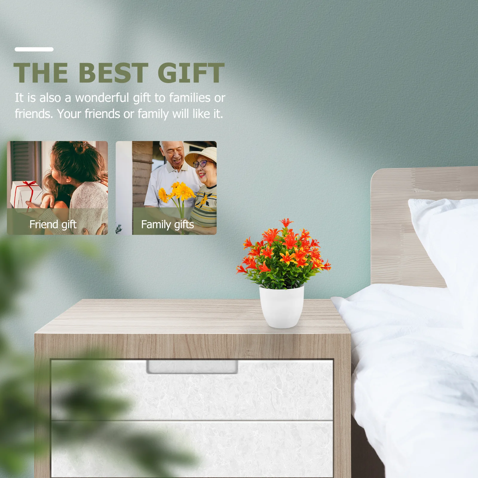 

2Pcs Simulation Lily Flower Bonsai Artificial Bonsai Decoration Small Exquisite Fake Potted Plant for Home Office Desktop