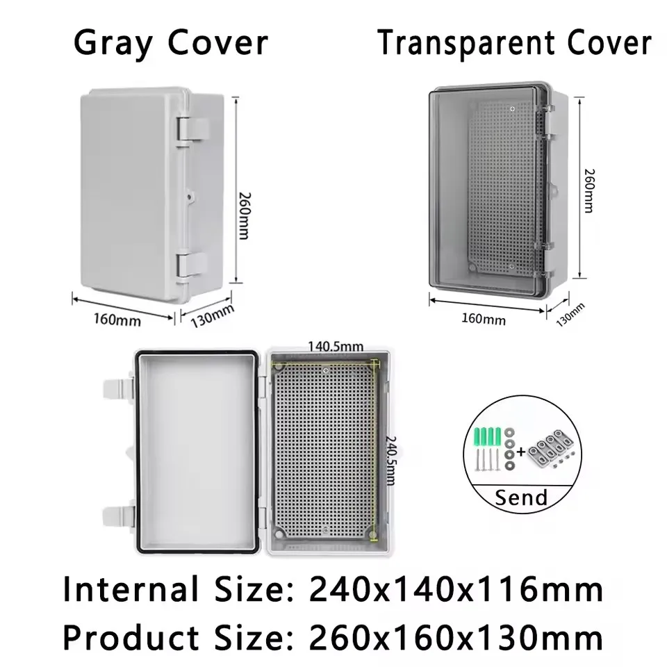 

260x160x130mm IP66 Waterproof Plastic Junction Box ABS Outdoor Electronic Instrument Project Distribution Box Wire Enclosure
