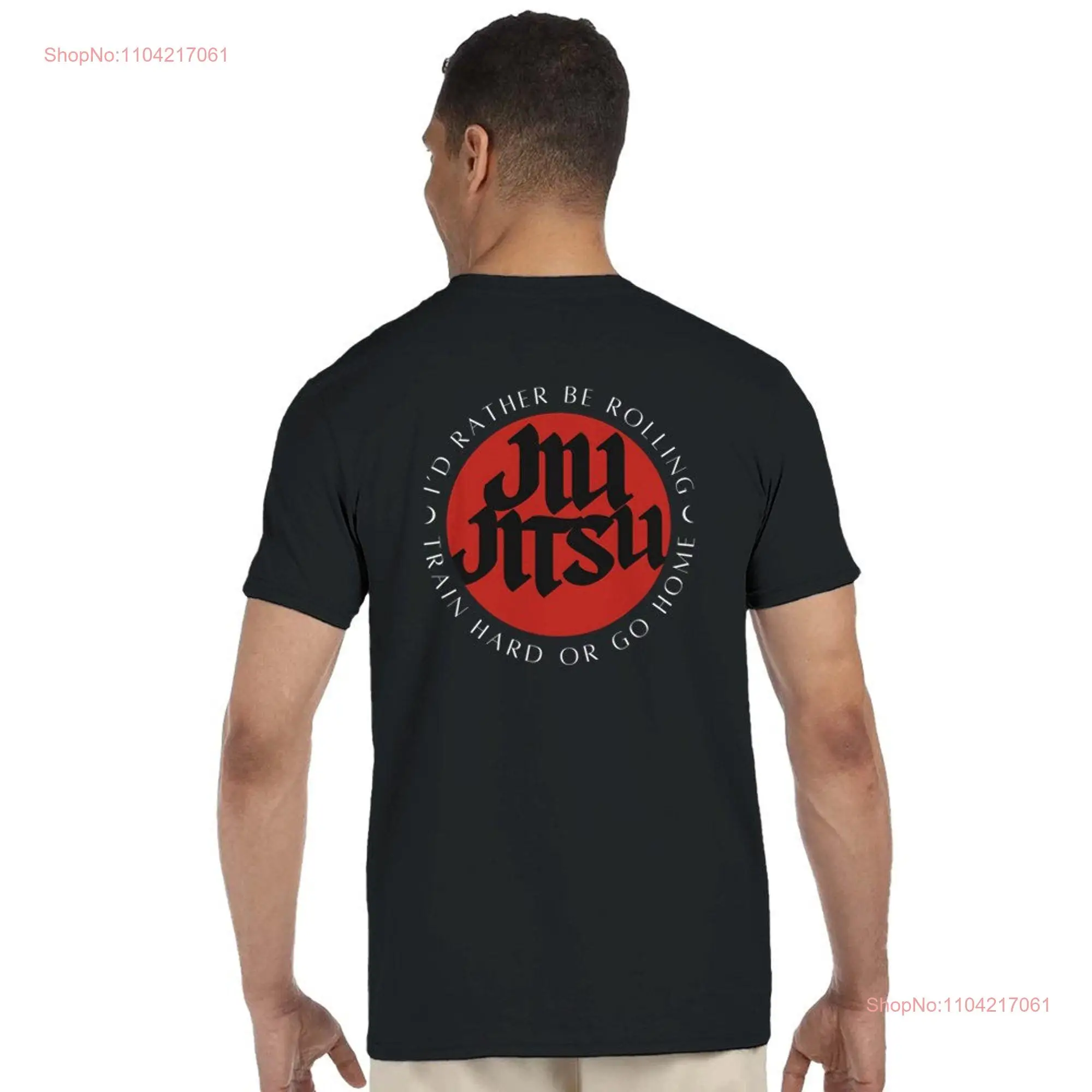 Jiu Jitsu Train Hard or Go Home Pocket Back Print T Shirt long or short sleeves