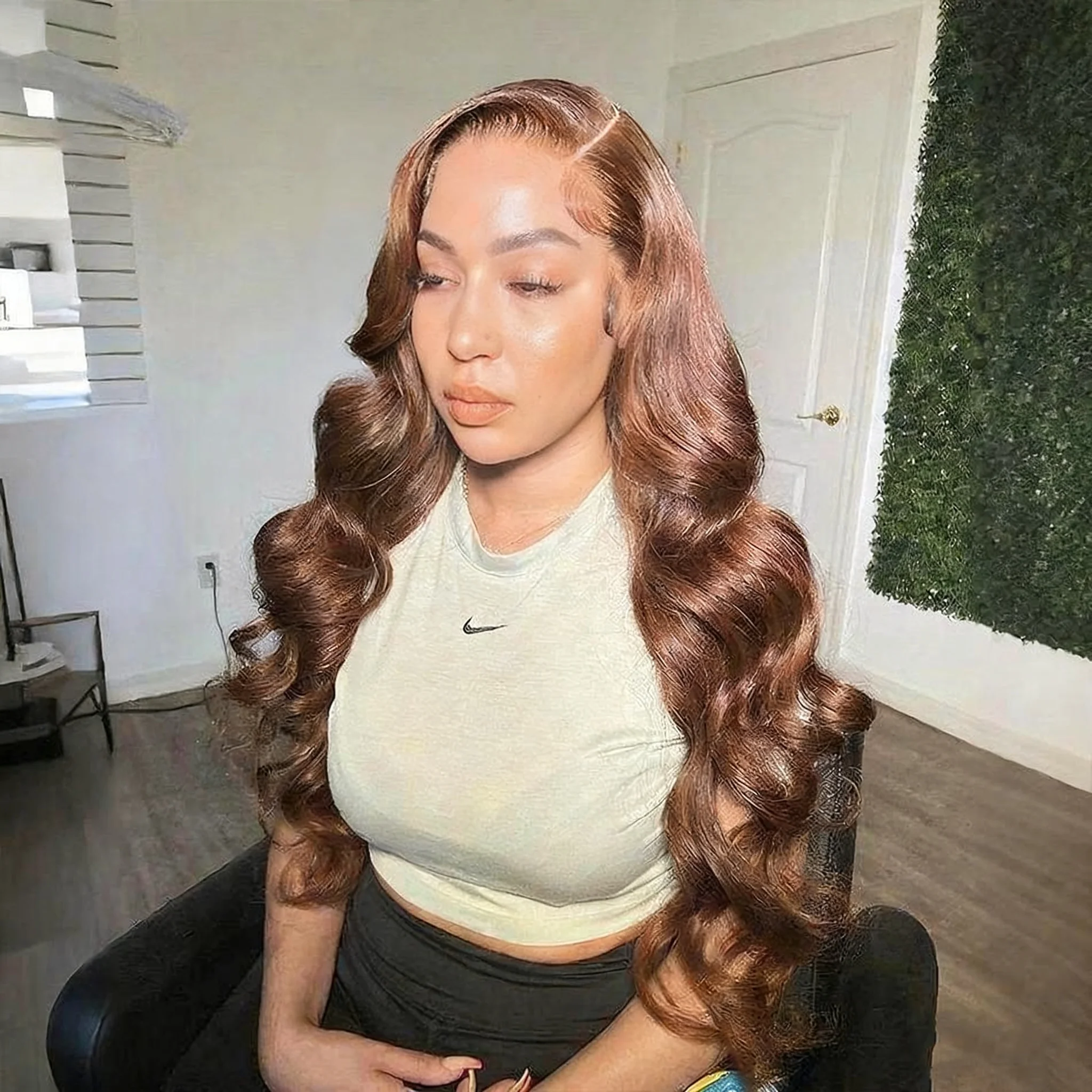 30 بوصة الشوكولاته براون الجسم موجة الدانتيل شعر مستعار أمامي شفاف 13x4 HD الدانتيل الباروكات الأمامية preplucked الملونة الشعر البشري 4x4 #1