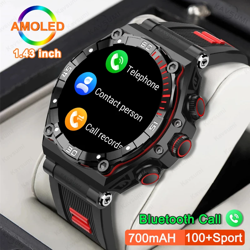 

2023New Bluetooth Call Men 1.43-Inch Fitness Smart Watch Heart Rate Blood Oxygen Blood Pressure 700 mAh Battery Women Sportwatch