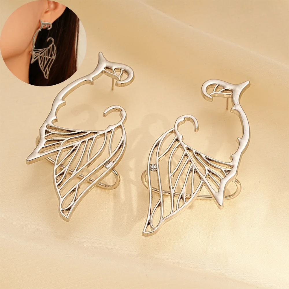 

Trendy Stylish Silver Dangle Earrings Butterfly Elf Ear Design Match Daily Outfits Party Accessories Fashionable Stuff