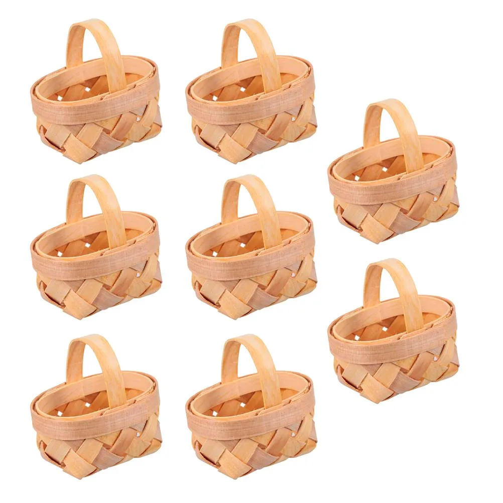 

8 Pcs Mini Wood Chip Baskets Handwoven Elegant Retro Candy Case Gift Packaging Wedding Anniversary Party Favor Storage