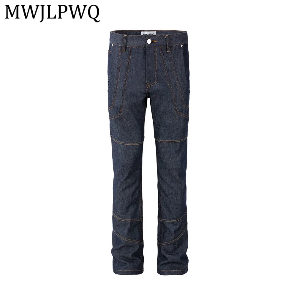 

Мужские джинсы MWJLPWQ с деконструированным кроем и разрезами, прямые, в американском стиле, из плотного денима, зауженные, модель 14468