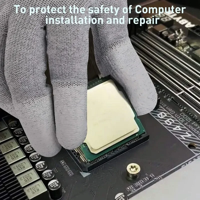 10 Pairs,ESD Safety Work Gloves with Coated Fingertips for Electronics Maintenance, High Quality,
