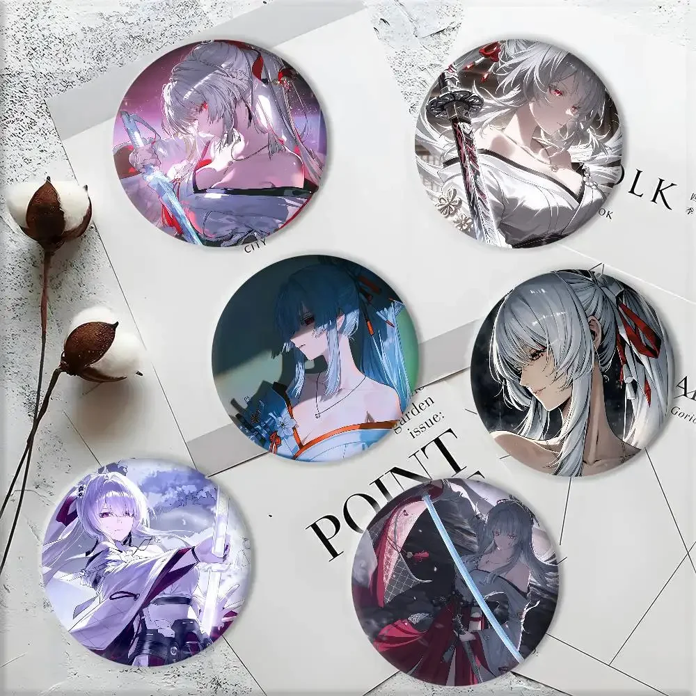 Anime Game Wuthering Waves HIYUKI Badges 44 58 75 mm Round Cosplay Pin Bag Decor Fans Collect Friends Gifts Brooch Souvenir