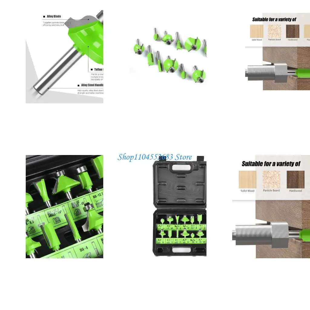 

Y6GD 12PCS Router Bit With Storage Box For Smooth Edged Cutting And Milling Edged Profiling Chamfering Slot Cutting