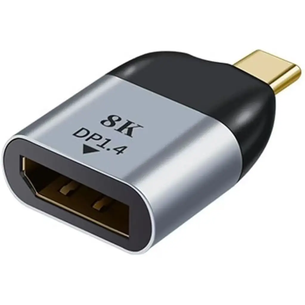 USB‑C Male to Full‑Size DisplayPort Female Adapter DP1.4 8K@60Hz 4K@144Hz Video Converter for Laptop Monitor