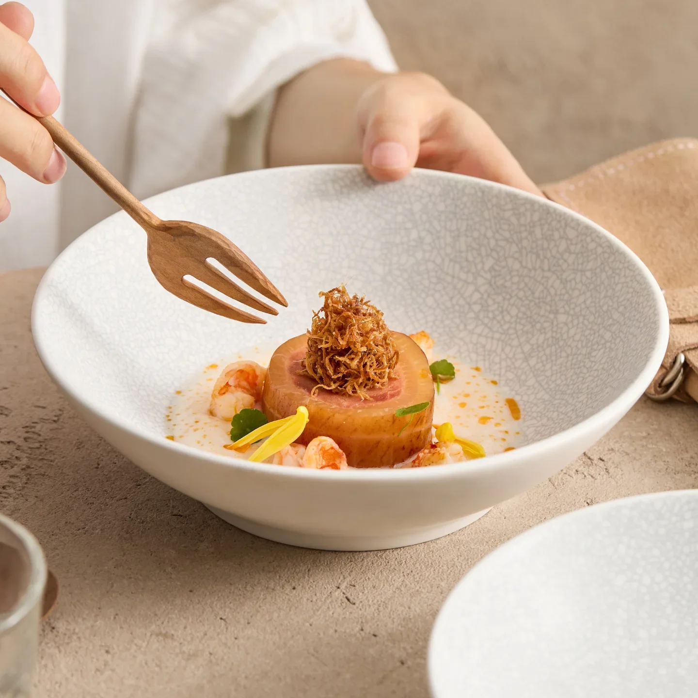 Crack Ceramic Soup Bowl Special Bowl for Household Microwave Oven Senior Bowl Hotel Tableware Round Plate Kitchen Accessories