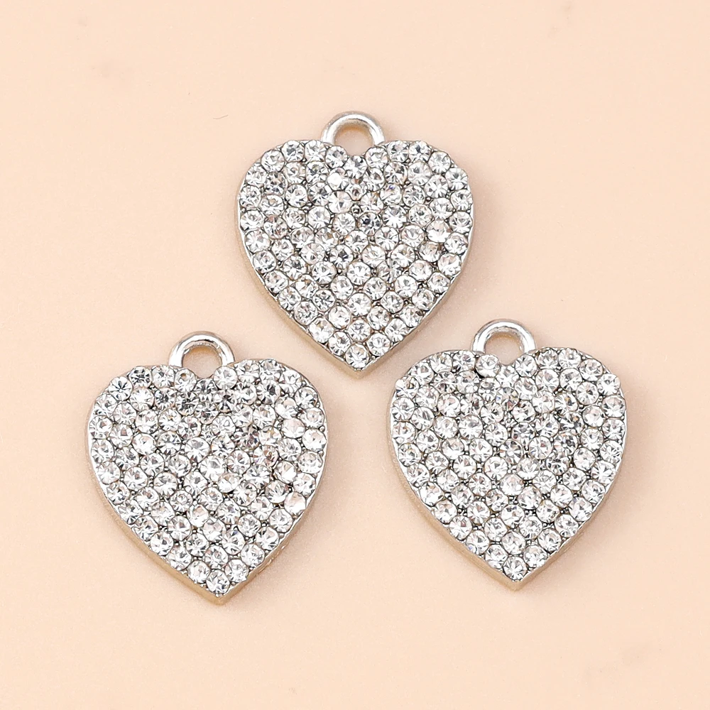 Leslie 4 Stück 16 x 14 mm voller Strasssteine, Kristall-Liebesherzen, Charms für Anhänger, Halskette, Armband, DIY-Schmuckherstellung, Basteln – Detail 4