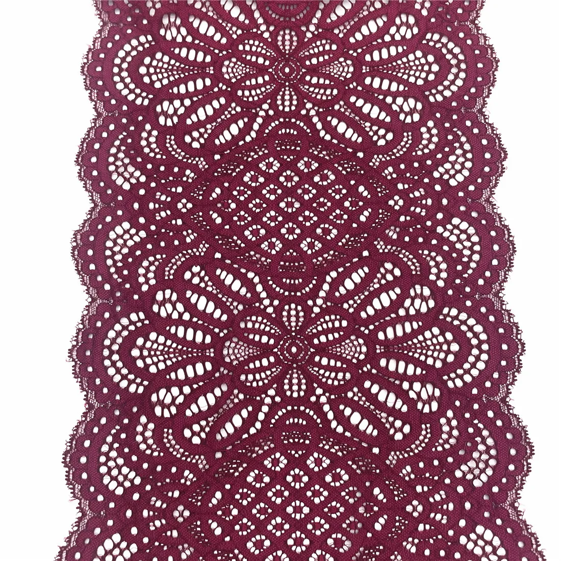 3y/lot Width 24.50cm Burgundy Elastic Stretch Lace Trims Red For Clothing Accessory Dress Sewing Applique Costume Lace Fabric