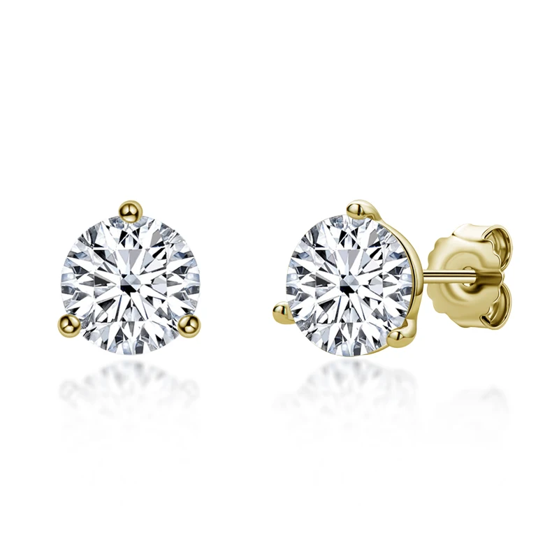 

LESF 2 Carat D Color Moissanite Diamond Stud Earrings Yellow Gold 925 Sterling Silver Earrings For Women Girls Earrings Fashion