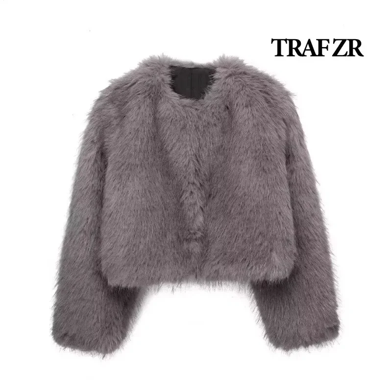 TRAF ZR Padded Coat Artificial Fur Coats American Retro Winter Coats Elegant Luxury Women's Coat Female Warm Woman Winter Coats