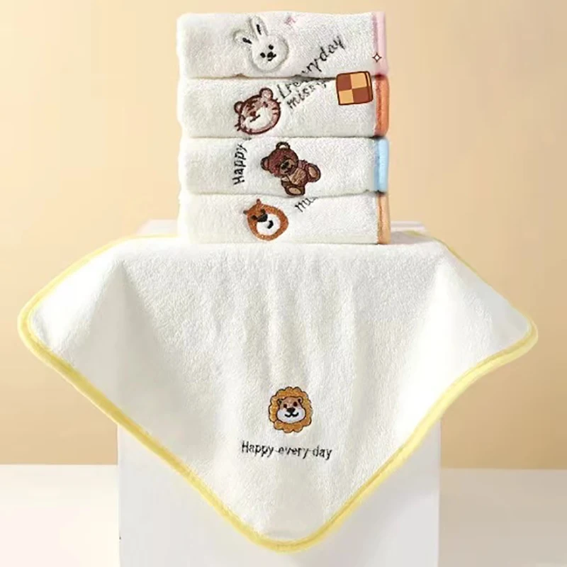 New Pattern Fashion Small Animals Children's Towels Soft And Skin Friendly Baby Towels Coral Fleece Absorbent Baby Square Towels
