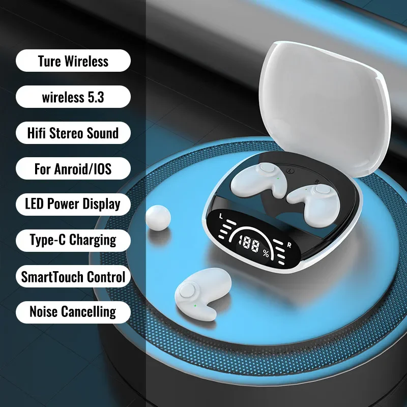 Onzichtbare Slaap Oordopjes Mini Draadloze Koptelefoon Bluetooth 5.3 Hoofdtelefoon HiFi Stereo Sport Ruisonderdrukking Headsets voor XIAOMI