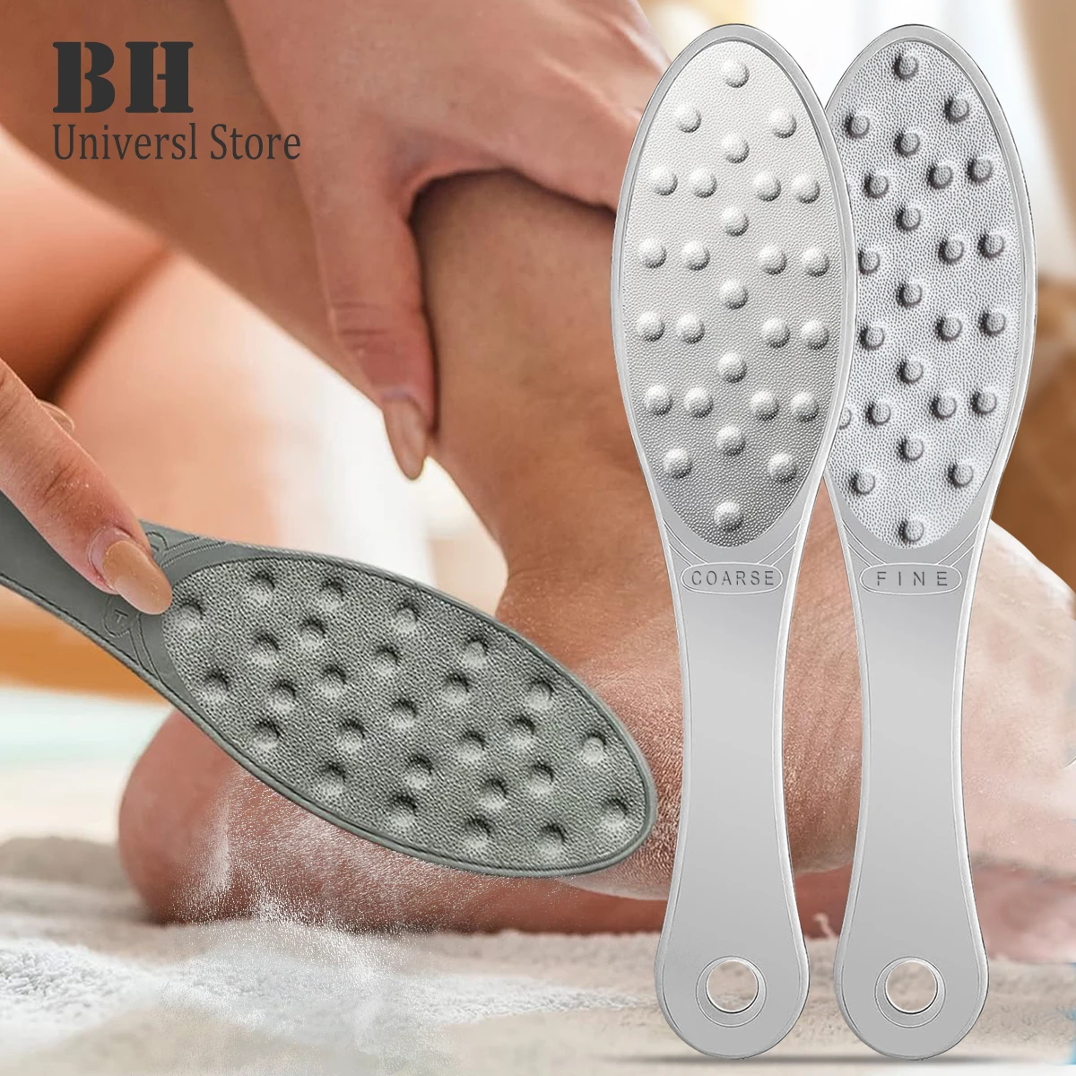 Stainless Steel Foot Scraper Metal Foot File Double SidedCallus Remover Professional for Wet or Dry SkinPedicure Tool Heel