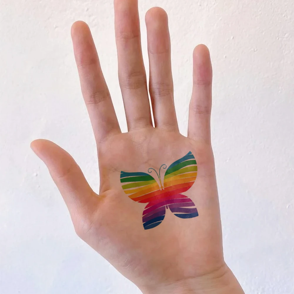 8pcs Rainbow Face Sticker Waterproof Temporary Tattoo Colorful Butterfly Love Sun Body Art Arm Fake Tattoos Women Men Pride Day