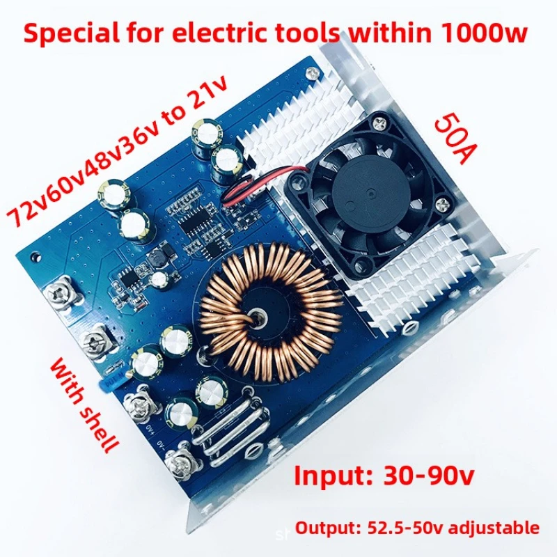 50A DC-DC Step Down Converter 1000W 36V 48V 60V 72V to 18V 21V High Power Buck Module For Electric Power Tools