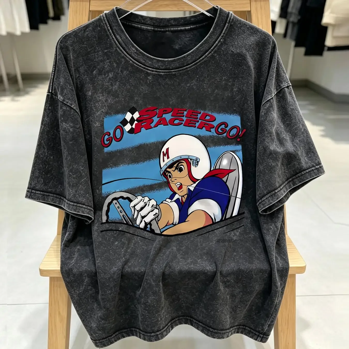 washed T Shirt Movie Vintage Go Speed Racer Cotton S 5XL KV12232 long sleeves vintage Washed Breathable Casual