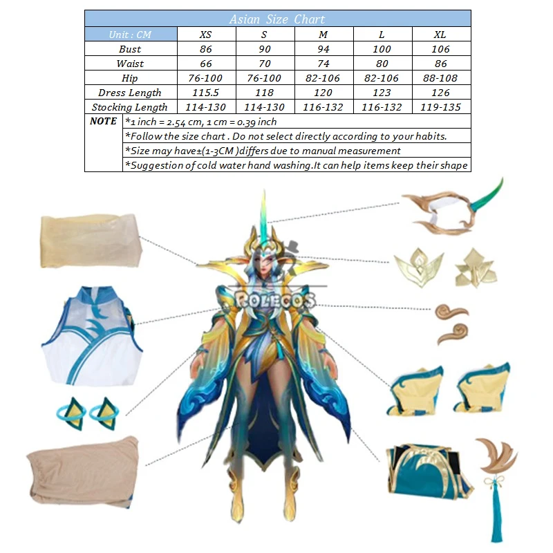 Rolecos Soraka Cosplay Kostuum Spel Lol Onsterfelijke Reis Soraka Jurk Halloween Vrouwen Uniform Fullset Outfit Met Hoorn Nieuwe Huid