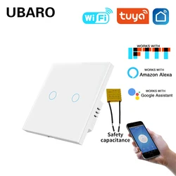 UBARO Tuya Smart Home WIFI Wall Light Switch 2Gang Work With Google Assistant Amazon Alexa Yandex Alice Voice  Control Sensor